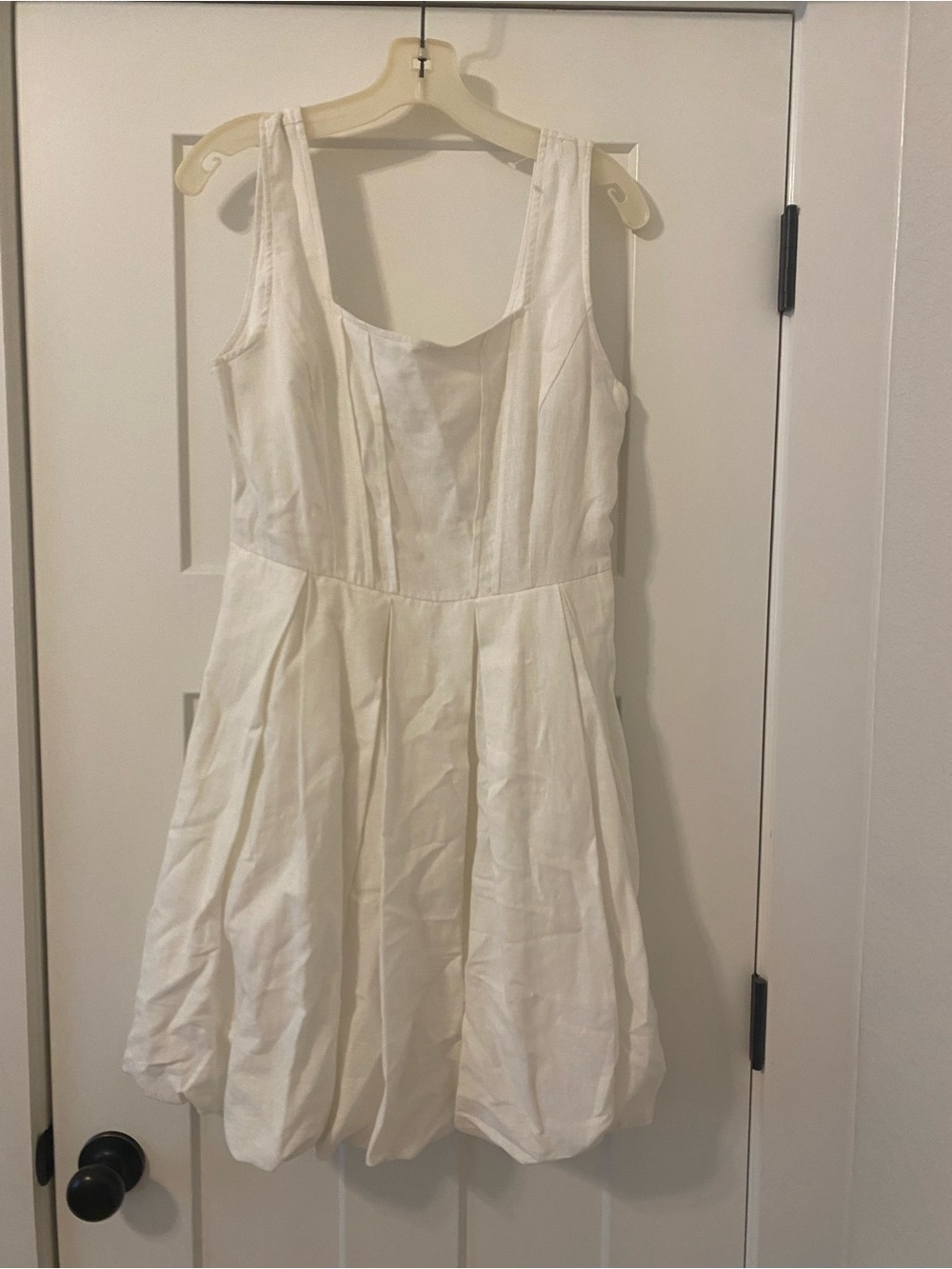 Cynthia Rowley Linen Blend White Bubble Hem Mini Dress